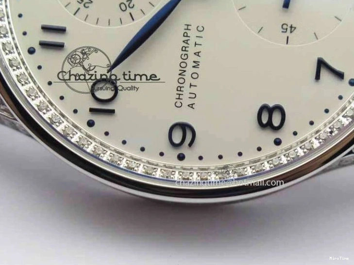 MIROTIME 0328 Portuguese IW3714 Diam ZF V2 1:1 Best Edition White Dial Blue Makers On Blue Leather Strap A79350 (Slim Movement) Stylish 7248